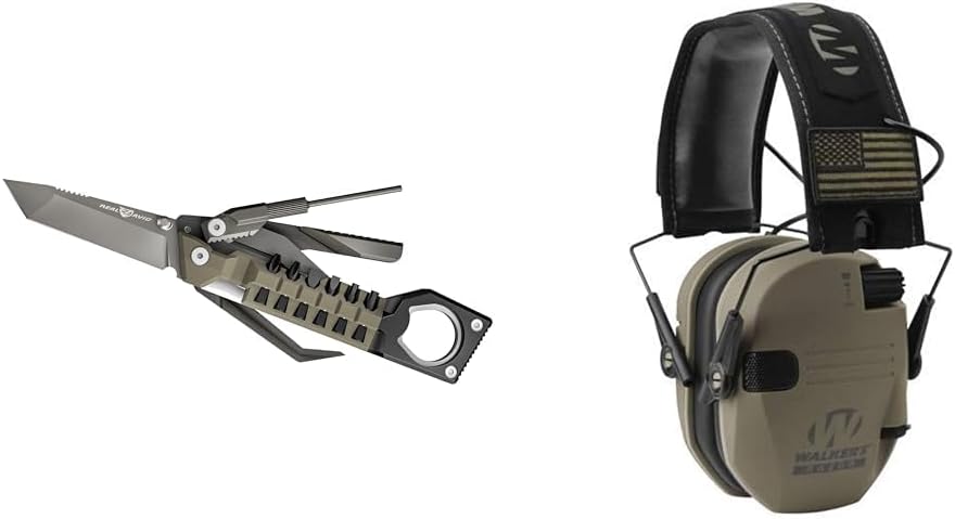 Real Avid 19-in-1 Pistol Tool and Walker's Razor Slim Electronic Ear Protection Bundle Pistol Tool + Ear Protection