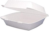 Dart Hinged-Lid Foam Containers, 3 1/4inH x 8 3/8inW x 7 7/8inD, White, Pack Of 200 Containers