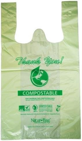 StalkMarket Compostable Large T Shirt Bags With "Thank You" Graphic, 0.9 mil, 21in x 18 1/2in, Pack Of 500 Bags