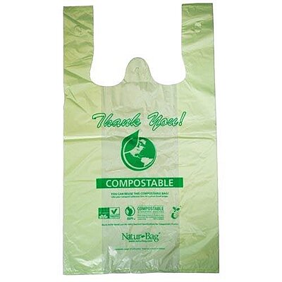 StalkMarket Compostable Large T Shirt Bags With "Thank You" Graphic, 0.9 mil, 21in x 18 1/2in, Pack Of 500 Bags