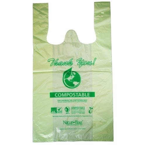 StalkMarket Compostable Large T Shirt Bags With "Thank You" Graphic, 0.9 mil, 21in x 18 1/2in, Pack Of 500 Bags