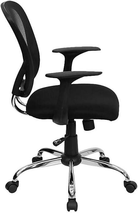 FLASH FURNITURE Alfred Mid-Back Mesh Swivel Task Office Chair with Chrome Base and Arms