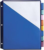 Office Depot Brand Double-Pocket Insertable Plastic Divider, 8-Tab, 9 1/2in x 11 1/4in, Assorted Colors