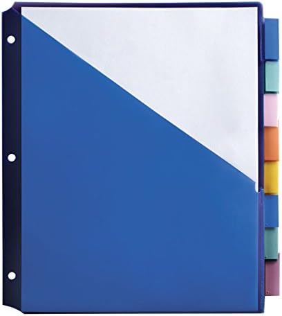 Office Depot Brand Double-Pocket Insertable Plastic Divider, 8-Tab, 9 1/2in x 11 1/4in, Assorted Colors