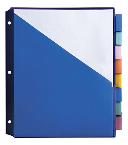 Office Depot Brand Double-Pocket Insertable Plastic Divider, 8-Tab, 9 1/2in x 11 1/4in, Assorted Colors