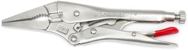 Crescent Long-Nose Locking Pliers with Wire Cutter - Premium Cutting Pliers with Angled Tooth Pattern & Compound Action