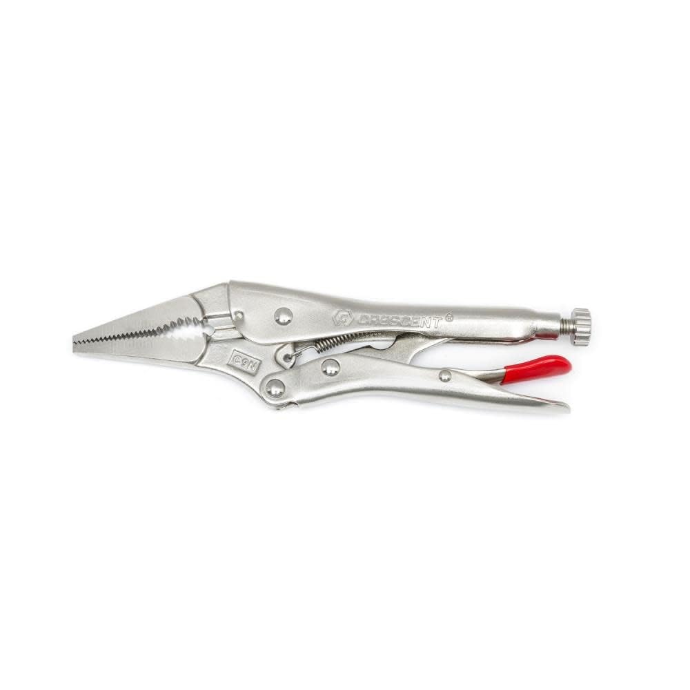 Crescent Long-Nose Locking Pliers with Wire Cutter - Premium Cutting Pliers with Angled Tooth Pattern & Compound Action