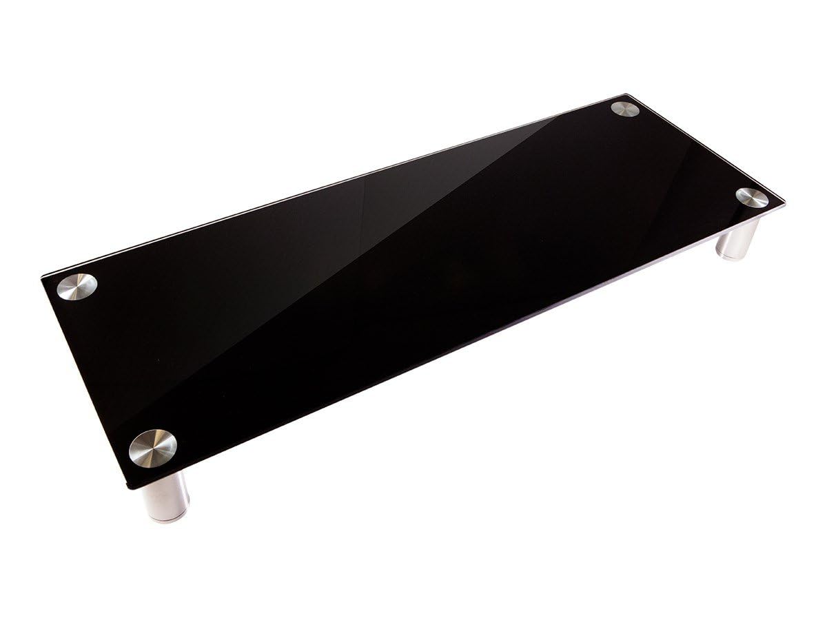 Monoprice Large Multimedia Desktop Stand - Black Glass (30.8 x 11in) Stand & Riser, Desktop TV Stand