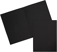 JAM PAPER Two Pocket Textured Linen Presentation Folders - Letter Size Business Folder - Black - Pack of 6