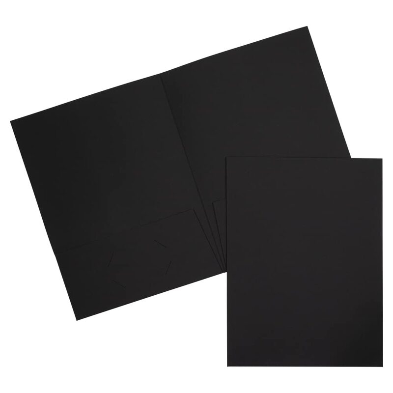 JAM PAPER Two Pocket Textured Linen Presentation Folders - Letter Size Business Folder - Black - Pack of 6