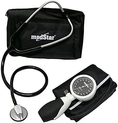 MEDSTAR | Kit Baumanómetro Aneroide Tipo Palma Platinum con Estetoscopio de Lujo (BLANCO) Esfigmomanómetro para Enfermeras, Médicos y Estudiantes MEDSTAR | Kit Baumanómetro Aneroide Tipo Palma Platinum con Estetoscopio de Lujo (BLANCO) Esfigmomanómetro para Enfermeras, Médicos y Estudiantes
