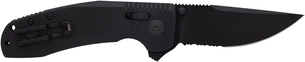 SOG-TAC XR Professional Partially Serrated Tactical Folding Knife | 3.4" D2 Tool Steel Blade Ultra-Grip G10 Handle