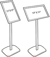 Azar Displays 300235-SLV 8.5" W x 11" H Angled Snap Frame Floor Display with Curved Pole