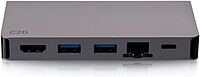 C2G USB-C® 5-in-1 Compact Dock with HDMI®, 2X USB-A, Ethernet, and USB-C Power Delivery up to 100W - 4K 30Hz