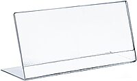 Azar Displays Acrylic Horizontal L-Shaped Sign Holders, 7inH x 11inW x 3inD, Clear, Pack Of 10 Holders