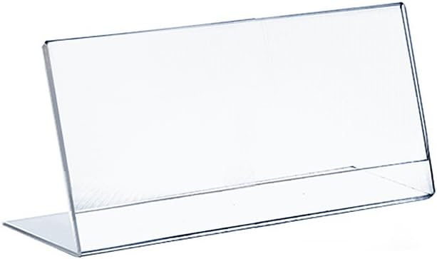 Azar Displays Acrylic Horizontal L-Shaped Sign Holders, 7inH x 11inW x 3inD, Clear, Pack Of 10 Holders