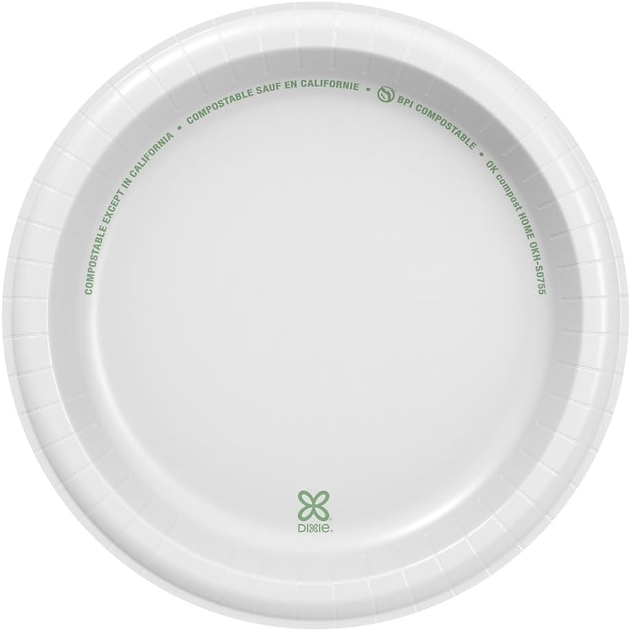 DIXIE BASIC 8 1/2IN LIGHT-WEIGHT PAPER PLATES BY GP PRO, WHITE, 500 PLATES PER CASE
