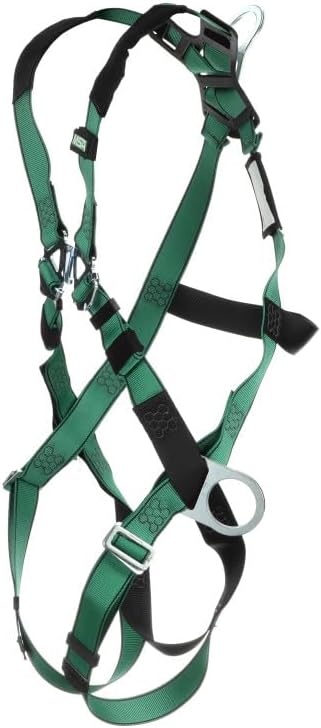 MSA 10197200 V-Form Full Body Safety Harness - Size: Standard (Medium), D-Ring Configuration: Back/Hip, Qwik Fit Leg Straps