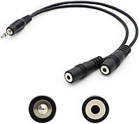 ADDON 20.00CM (8.00IN) 3.5MM STEREO AUDIO MALE TO FEMALE BLACK SPLITTER CABLE