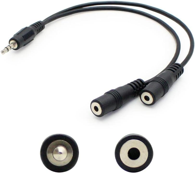 ADDON 20.00CM (8.00IN) 3.5MM STEREO AUDIO MALE TO FEMALE BLACK SPLITTER CABLE