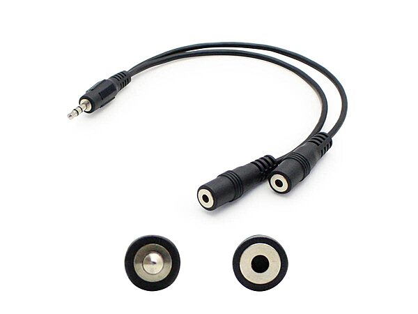 ADDON 20.00CM (8.00IN) 3.5MM STEREO AUDIO MALE TO FEMALE BLACK SPLITTER CABLE
