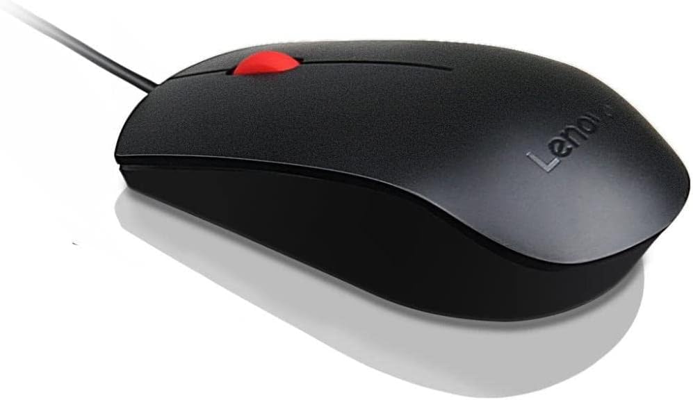 Lenovo Essential USB Mouse - Optical - Cable - Black - USB - 1600 dpi - Scroll Wheel - 3 Button(s) - Symmetrical - 1 Each