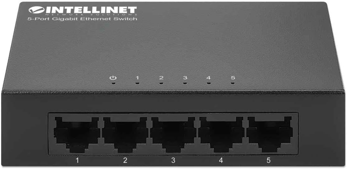 Intellinet 5-Port Gigabit Ethernet Network Switch, Ethernet Splitter - Unmanaged | Plug & Play | Auto Traffic Optimization