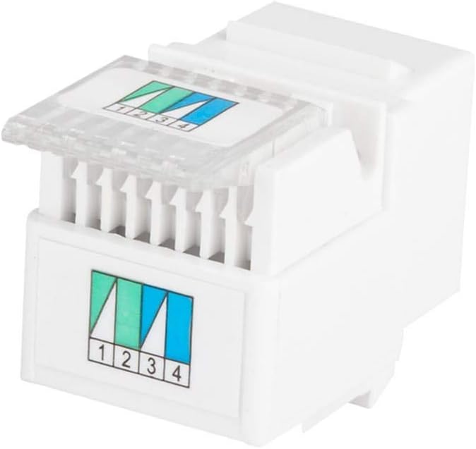 Monoprice RJ11 Toolless 180-Degree Keystone Jack - For 22-26AWG Solid Wire, White 1 Count (Pack of 1)