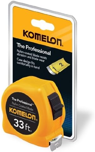 Komelon 4933 The Professional Nylon Coated Steel Blade Tape Measure 33-Foot by 1-Inch, Yellow Case