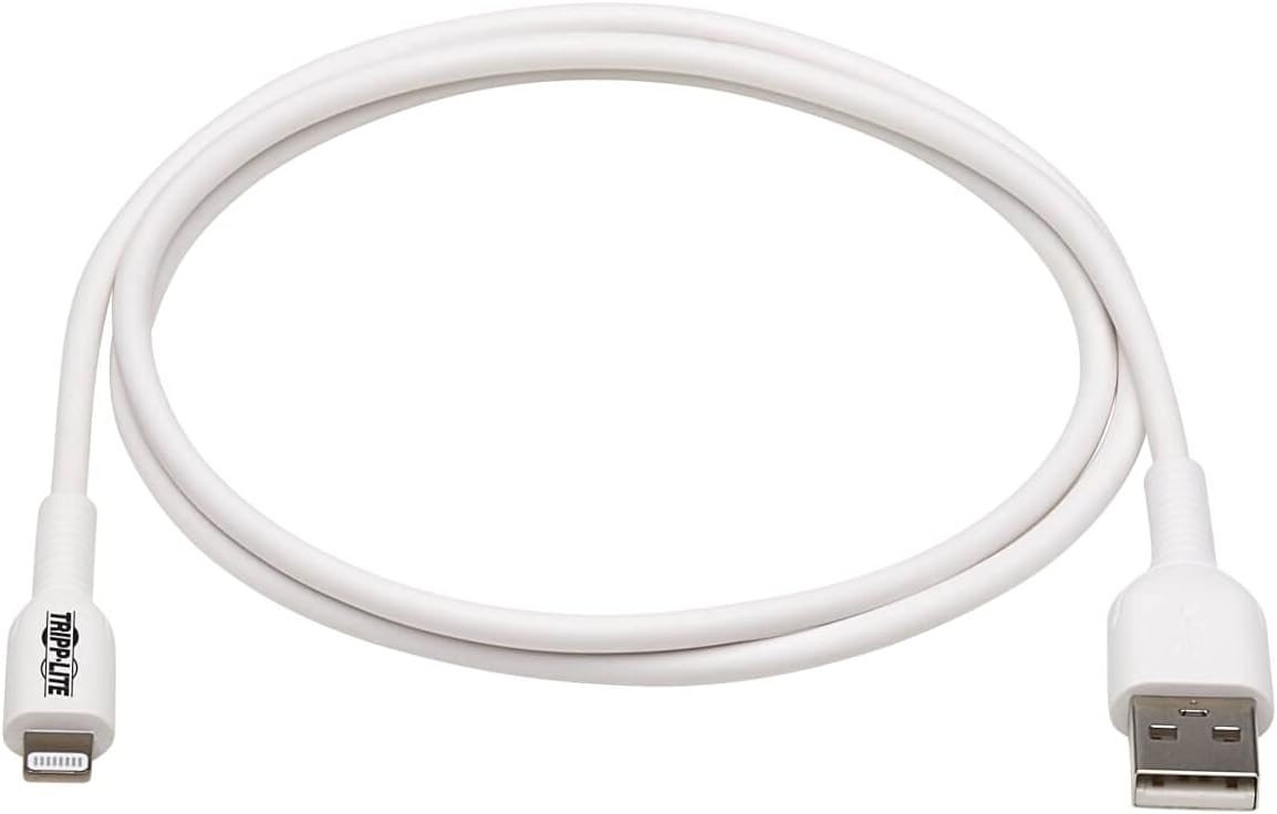 Tripp Lite Safe-IT USB-A to Lightning Charge Cable, Hospital-Grade Protection Cable (M/M), MFi Certified, White