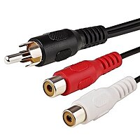 Monoprice Audio/Stereo Cable - 0.5 Feet & 6ft - Black | RCA to 2 RCA Jack, Mono Source to Stereo System Cable + Cable, Black