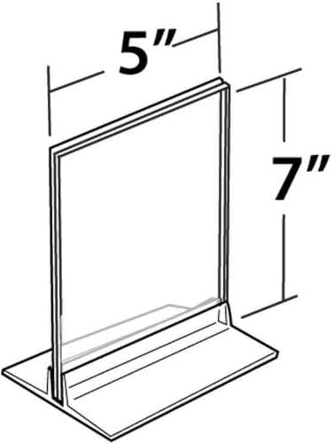 Azar Displays 102722 5-Inch by 7-Inch Vertical or Horizontal T-Strip Acrylic Sign Holder, 10-Pack