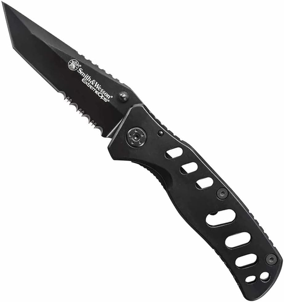 Smith & Wesson Extreme Ops CK10HBS 7.8in S.S. Folding Knife with 3.4in Serrated Tanto Point Blade and S.S. Handle