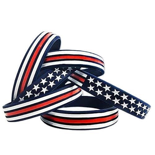 THIN BLUE LINE American Flag Silicone Bracelet