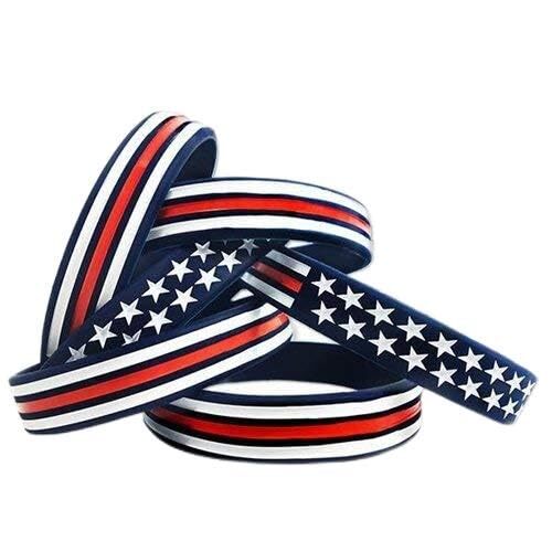 THIN BLUE LINE American Flag Silicone Bracelet