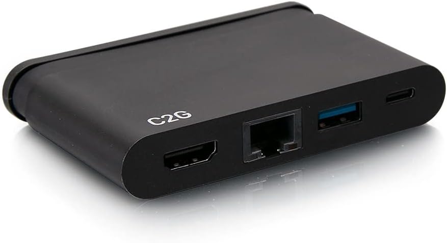 C2G USB-C 4-in-1 Compact Dock with HDMI, USB-A, Ethernet, and USB-C Power Delivery up to 100W - 4K 30Hz