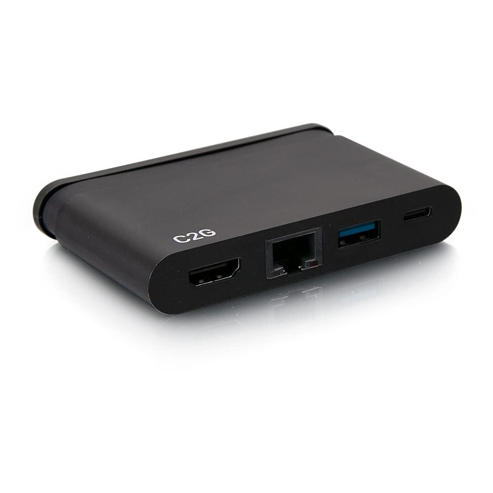 C2G USB-C 4-in-1 Compact Dock with HDMI, USB-A, Ethernet, and USB-C Power Delivery up to 100W - 4K 30Hz