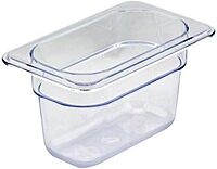 Cambro Camwear GN 1/9 Size 4in Food Pans, 4inH x 4-1/4inW x 7inD, Clear, Set Of 6 Pans