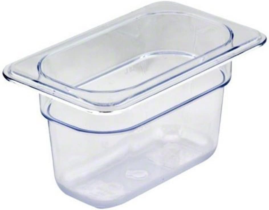 Cambro Camwear GN 1/9 Size 4in Food Pans, 4inH x 4-1/4inW x 7inD, Clear, Set Of 6 Pans