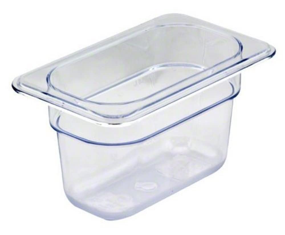 Cambro Camwear GN 1/9 Size 4in Food Pans, 4inH x 4-1/4inW x 7inD, Clear, Set Of 6 Pans