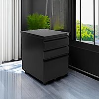 Mount-It! 3 Drawer Mobile File Cabinet with Lock and Wheels