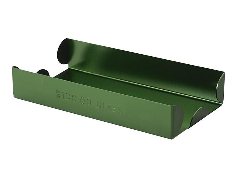 CONTROLTEK Metal Coin Tray, Dimes, 3.5 x 10 x 1.75, Green (CNK560067)