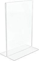 Office Depot Brand Stand-Up Sign Holder, Vertical, 7inH x 5inW, Clear, 69101