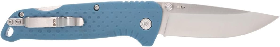SOG Adventurer LB 3" Lightweight Portable Outdoor Folding Knife | CRYO 5CR15MOV Steel | GRN Handle | Lock-Back - BLUE/SATIN