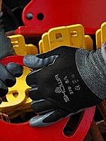 SHOWA Atlas 370 Nitrile Palm Coated General Purpose Work Gloves with Nylon Liner, 12 Pair Black Small