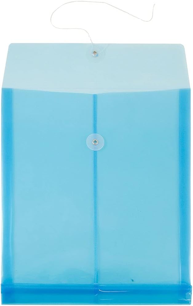 JAM PAPER Open-End Plastic Envelopes, Button & String