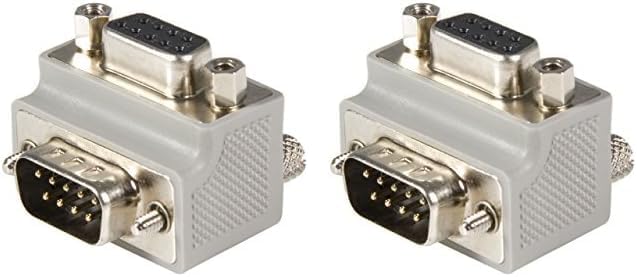 StarTech.com Right Angle DB9 to DB9 Serial Cable Adapter Type 2 - M/F (GC99MFRA2),Gray (Pack of 2) 1 Count (Pack of 2)