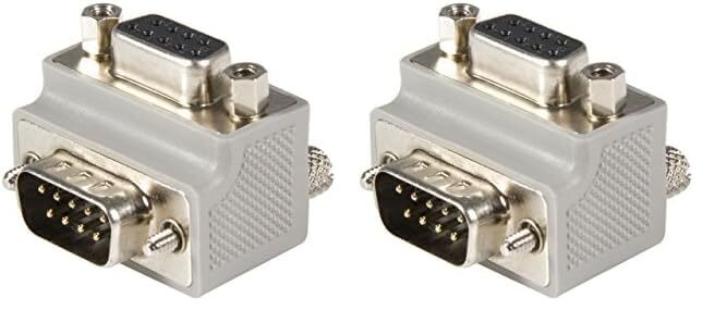 StarTech.com Right Angle DB9 to DB9 Serial Cable Adapter Type 2 - M/F (GC99MFRA2),Gray (Pack of 2) 1 Count (Pack of 2)