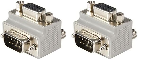 StarTech.com Right Angle DB9 to DB9 Serial Cable Adapter Type 2 - M/F (GC99MFRA2),Gray (Pack of 2) 1 Count (Pack of 2)