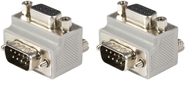 StarTech.com Right Angle DB9 to DB9 Serial Cable Adapter Type 2 - M/F (GC99MFRA2),Gray (Pack of 2) 1 Count (Pack of 2)